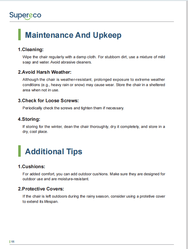 Supereco Care and Cleaning Guide